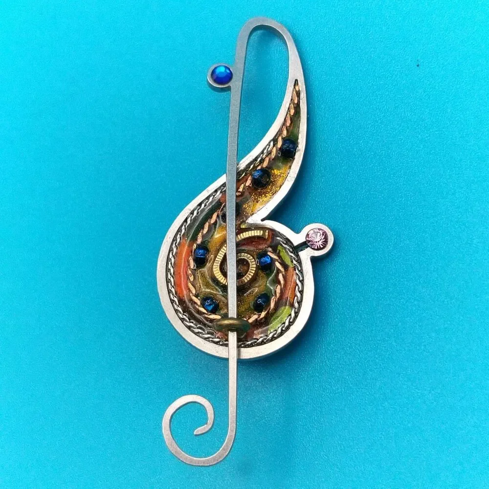 Artistic Treble Clef Brooch Pin Approx 2